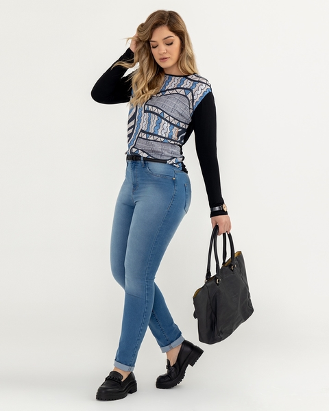 Blusa Mirasul 3920110 malha com crepe m/l