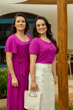 Blusa Aline Cerkunvis 4415 Julia viscolinho com botao perolado - Loja de Roupas A Praça 