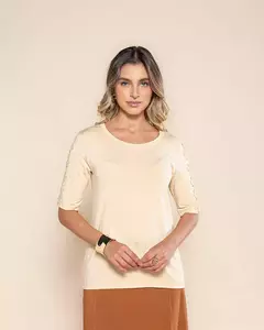 Blusa Mauricio 14286 malha com guipir na manga - Loja de Roupas A Praça 