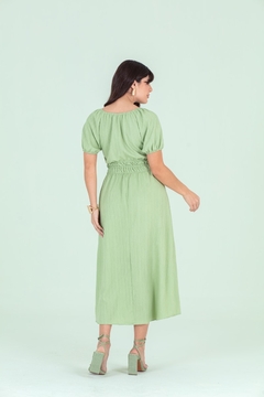 Vestido Hadaza 51447 maxmidi tecido plano texturizado na internet