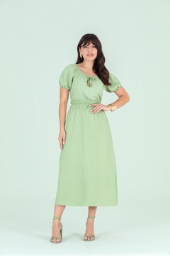 Vestido Hadaza 51447 maxmidi tecido plano texturizado - Loja de Roupas A Praça 