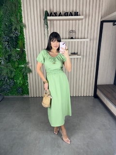 Vestido Hadaza 51447 maxmidi tecido plano texturizado - loja online