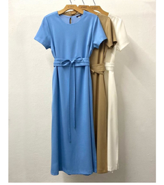 Vestido Audrey 5153 Leblon viscolinho com faixa - Loja de Roupas A Praça 