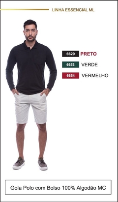Camiseta Dockston 6629 polo com bolso lisa manga longa