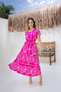 Vestido Valentina Sirrah 1091 Louveira estampado - Loja de Roupas A Praça 