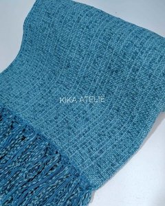 MANTA CHENILLE AZUL PETROLEO 120x180