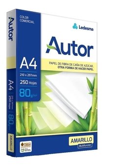 Resma A4 Color AMARILLO x 250 hojas 80 gr.