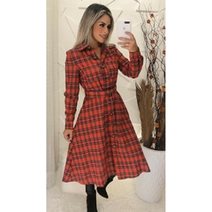Vestido Xadrez com Cinto cód 1686 - ValentinaFashionn