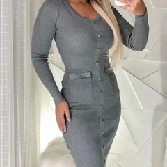Vestido Tricô Botões cód 01211