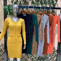 Vestido Tricô Botões cód 01211 - loja online
