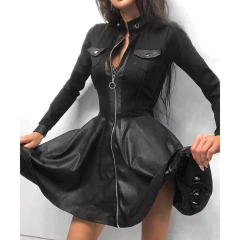 Vestido Retrô c Couro eco cod 1234 - comprar online