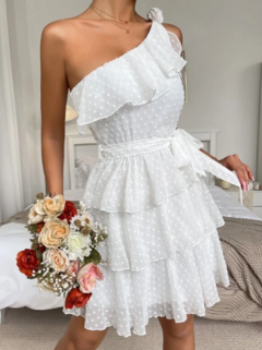 Vestido Rendinhas Ombro Unico cod 1988