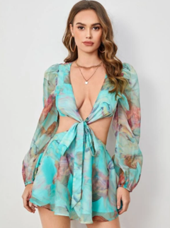 Macaquinho Floral Chiffon cód 1508 - loja online