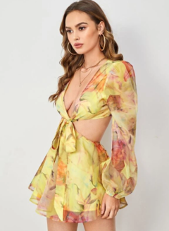 Macaquinho Floral Chiffon cód 1508 - ValentinaFashionn