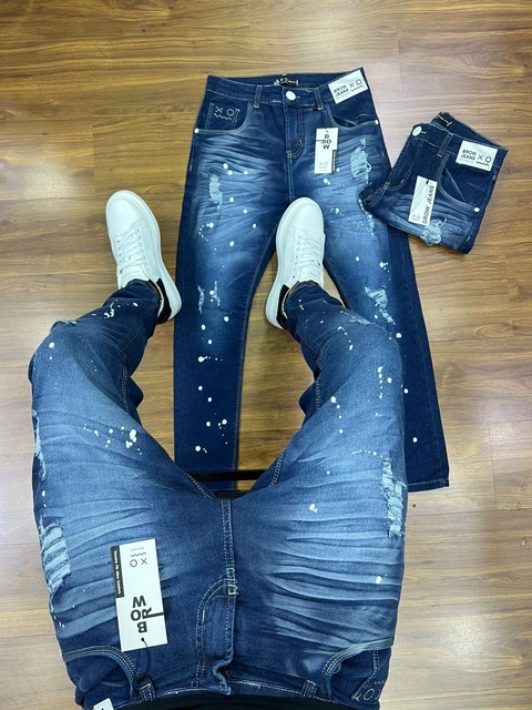 CALÇA JEANS MASCULINA STILO JOGADOR JEANS RASGADA - comprar online