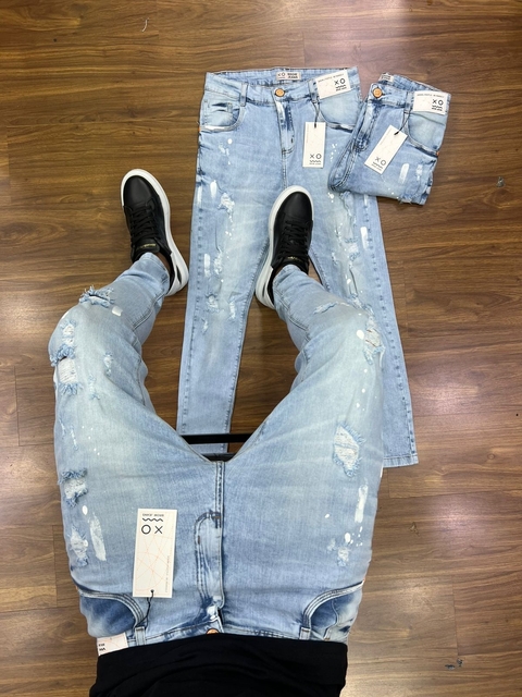 CALÇA JEANS MASCULINA STILO JOGADOR JEANS CLARA ) - comprar online