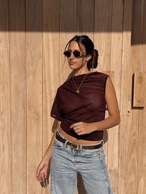 ASYM SHIRT MICROTUL BORDO - GYPSY SOUL - MY NAME IS MECHA - comprar online