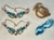 kit cabedal sereia azul com manta de strass e cordão (com pino) ou somente o cabedal par