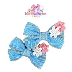 Parzinho Jeans florzinhas na presilha