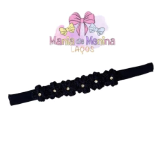 Faixinha para bebê RN florzinhas tricô - Mania de Menina Laços