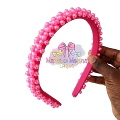 Tiara toda bordada em pérolas adulto ou infantil