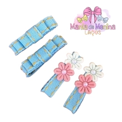 Parzinho jeans ou Hairclip Florzinha
