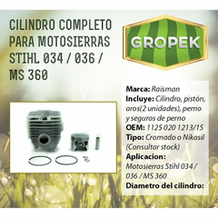 Cilindro Completo Motosierra Stihl Ms360 034 036 Raisman - tienda online