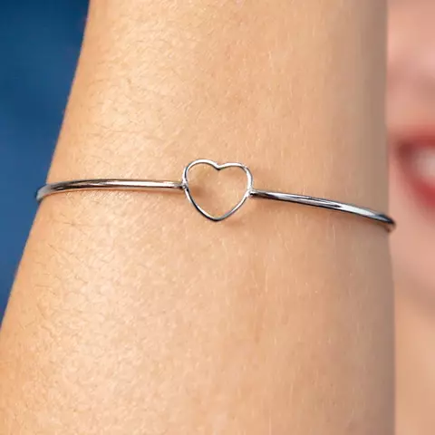 Bracelete Fio Redondo Fino Aberto Coração Aço Inox 304L AC21