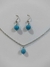 AC210037 Conjunto Colar e Brinco Pedra Natural Howlita Azul Turquesa Aço Inox - comprar online