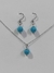 AC210038 Conjunto Colar e Brinco Pedra Natural Howlita Azul Turquesa Aço Inox - comprar online