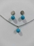 AC210039 Conjunto Colar e Brinco Pedra Natural Howlita Azul Turquesa Aço Inox - comprar online