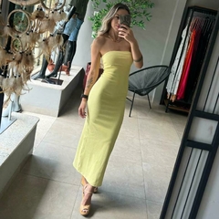 VESTIDO TOMARA QUE CAIA JUSTO AMARELO
