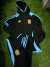 Conjunto deportivo negro para niño, con detalles en celeste y logo de la AFA.