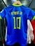 Camiseta suplente de Brasil para niños, color azul, con el nombre Neymar Jr. y el número 10 en la parte posterior.