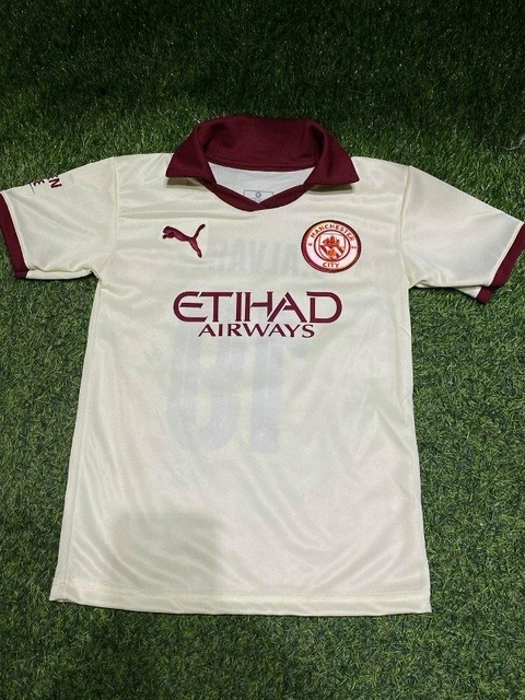 CAMISETA DEL MANCHESTER CITY CREMA JULIAN ALVAREZ NIÑO