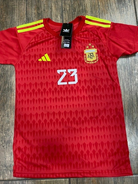 CAMISETA DIBU MARTINEZ NIÑO ROJA SUBLIMADA 2022