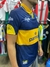 Camiseta retro de Boca Juniors "Olan Maradona Parmalat" de 1996, con diseño azul y amarillo, vista lateral 