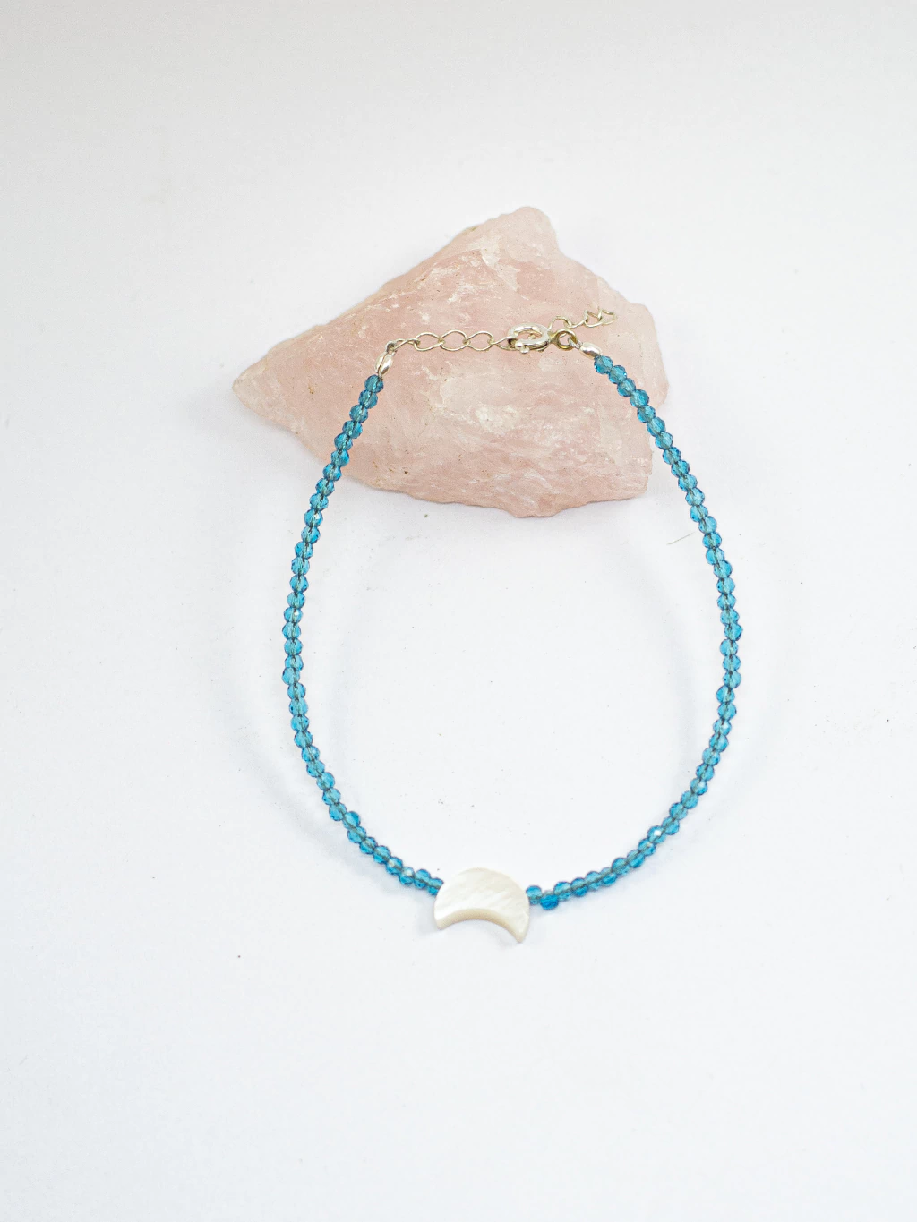 Pulseira Cristal Azul Lua Madrepérola