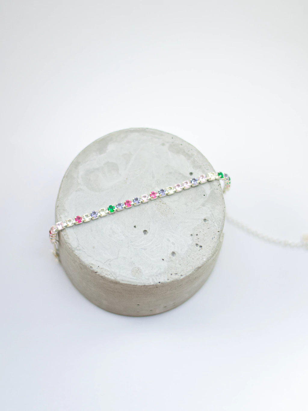 Pulseira Zircônias Coloridas Banho de Prata