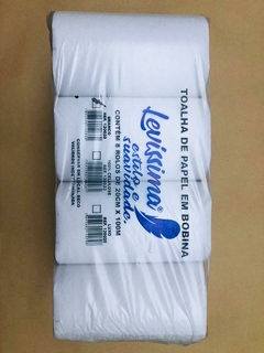 PAPEL TOALHA ROLÃO 20X100X8 ROLOS BRANCO LEVISSIMA - loja online