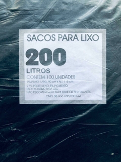 SACO DE LIXO 200 LITROS PRETO COM 100 UN PERI