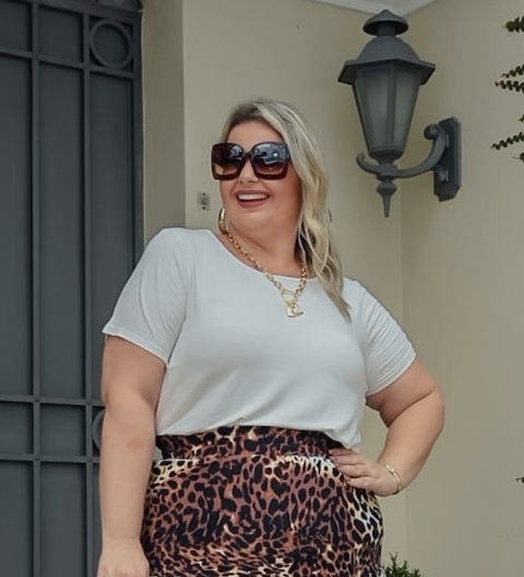 Blusa Malha Lisa Plus Size Off White