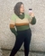 Blusa Tricot Listras Gola Verde Escura na internet