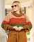 Blusa Tricot Gola Boba Listras Verde Claro - loja online