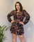 Vestido Viscose Estampado Mangas Balonê - comprar online