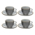 Jogo de Xícaras de Café Preta Borda Dourada 85 ml