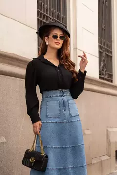 Saia Longa Jeans 12792 Joyaly Moda Evangélica - comprar online