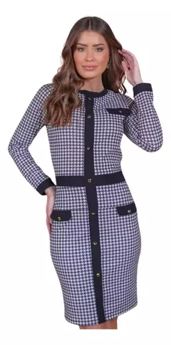 Imagem do Vestido Tubo Pied Poule 31391 Joyaly Moda Evangélica