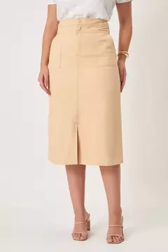 Saia Midi Sarja Com Bolso - 32057 - Joyaly Moda - loja online