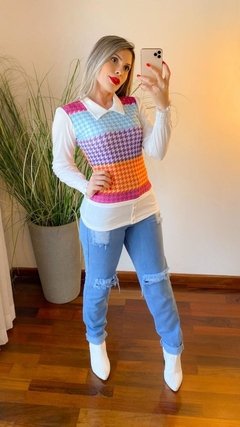 Blusa Manga Longa Estampa Pied de Poule - comprar online